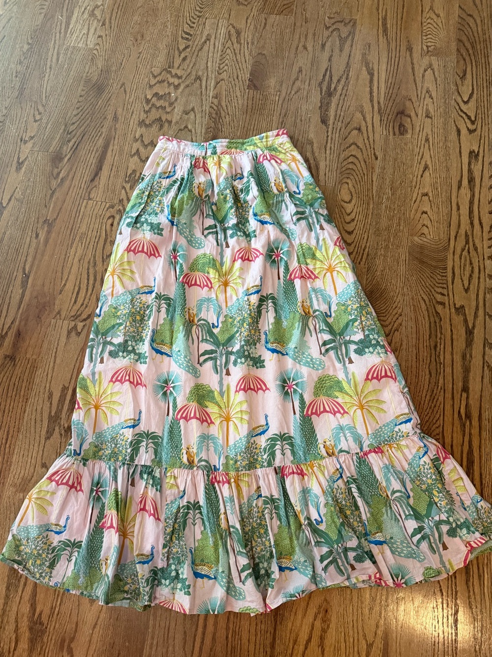 BEAU & RO britt maxi skirt jungle monkey peacock print size XS